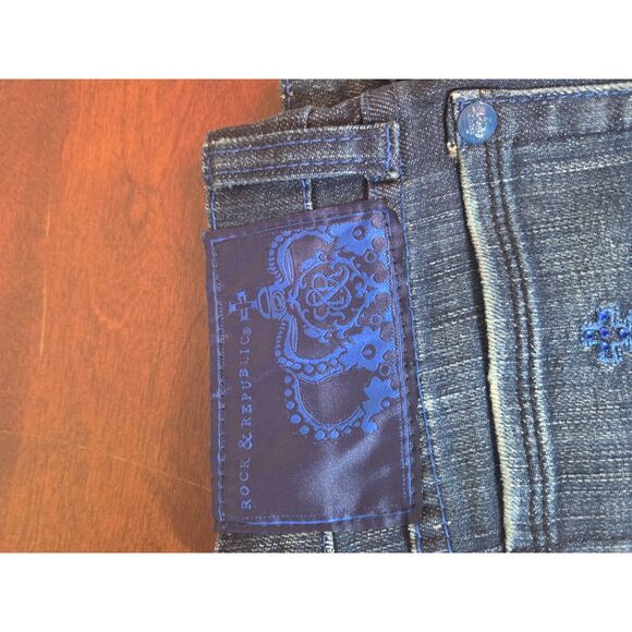 Rock Republic Kasandre Womens Jeans Size 3/4 w/Royal BLue Jewel Crowns - Picture 10 of 11